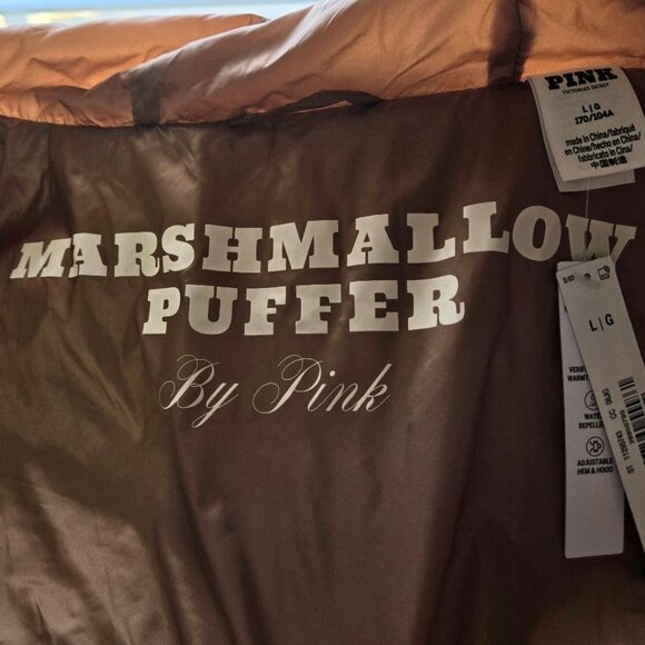 PINK Marshmallow Puffer White Hooded Puffer Jacket Womens Size Large NEW W/TAGS - Picture 3 of 6